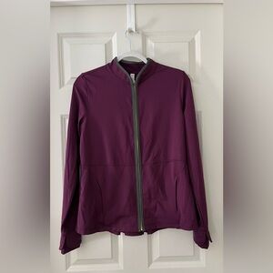 Women's Lucy Activewear Pleated Back Track Jacket Maroon thumbholes Sz Md